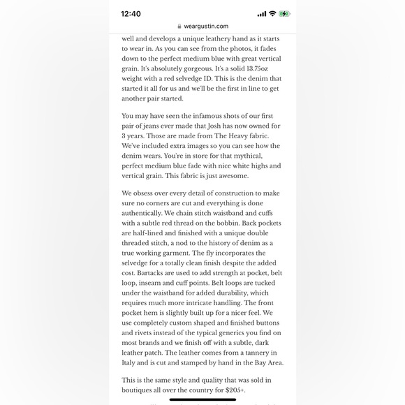 Gustin Heavy selvage denim jeans 32 - Picture 9 of 9